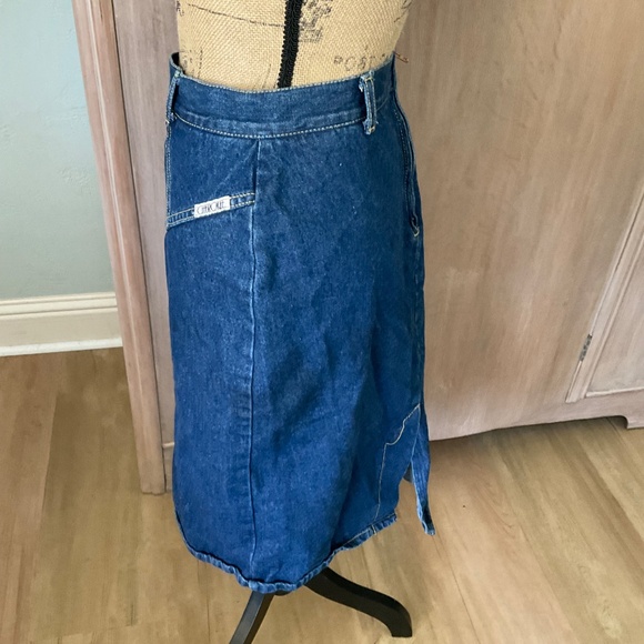 Vintage Denim Midi Skirt pencil straight seamed Y2K 90’s western festival Small - Picture 15 of 15